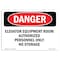 Signmission OSHA Danger Sign, 7" Height, 10" Width, Elevator Equipment Room Authorized Personnel, Landscape OS-DS-D-710-L-2244 - alternate 1